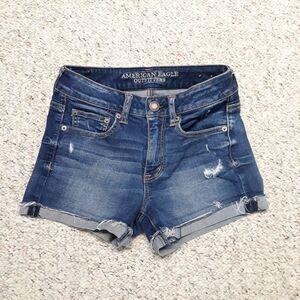 4x3 American Eagle Super Stretch Distressed Raw Edge Hem Shorts